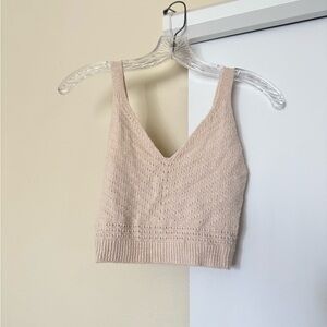 Debut Tan and Cream Ribbed Knit Crop Tank Top
